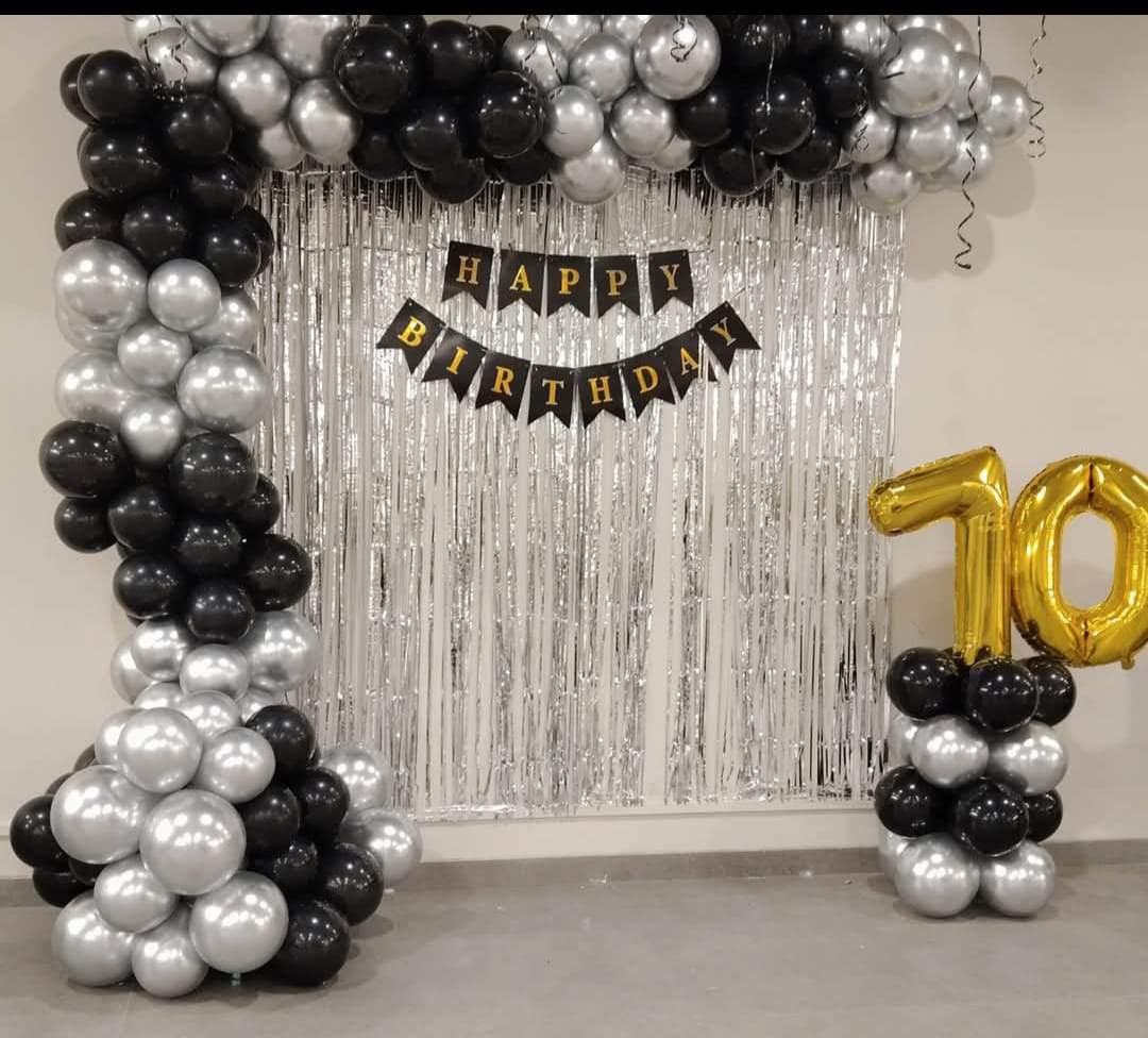 Black And Silver Birthday Backdrop