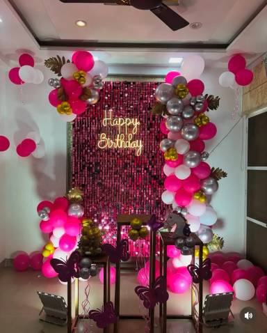Pink And Gold Butterfly Birthday Setup