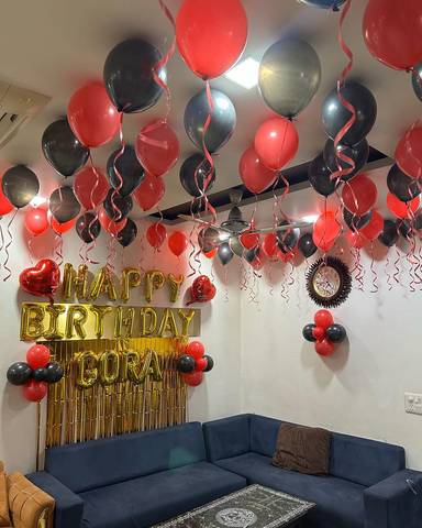 Classic Red And Black Birthday Ceiling Decor
