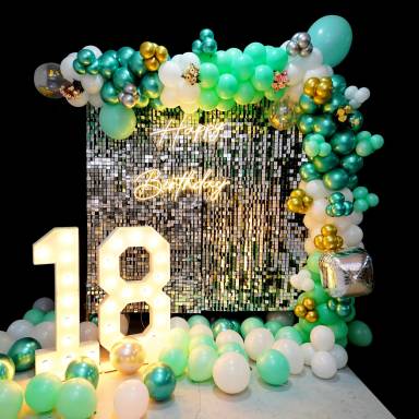 Green Luxe Shimmer Birthday Setup