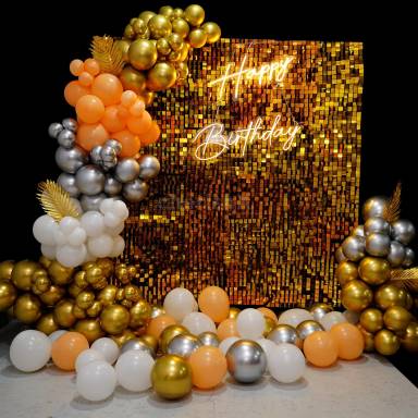 Orange And Metallic Luxe Birthday Setup