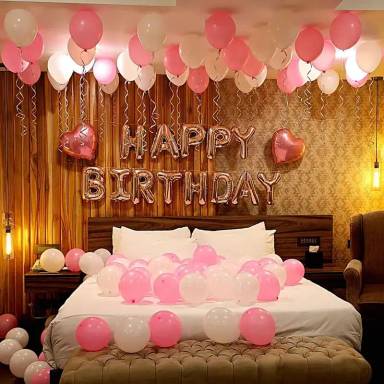 Elegant Pink And White Birthday Room Decor