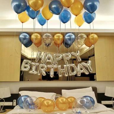 Elegant Golden And Blue Birthday Surprise