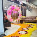 Pink And Gold Ring Welcome Decor with Floral Pathway - photo 1