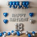 Blue And Silver Birthday Ceiling Balloon - photo 1