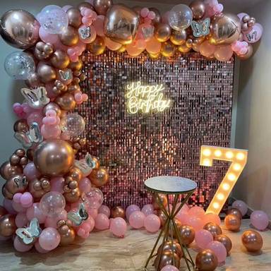 Pink And Rose Gold Butterfly Birthday Backdrop