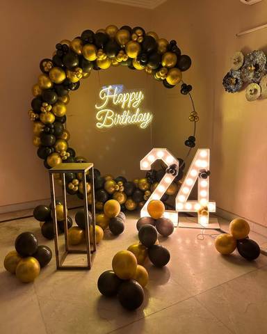 Gold And Black Birthday Setup