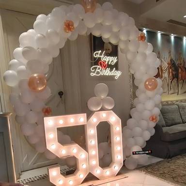 White And Gold 50th Birthday Backdrop