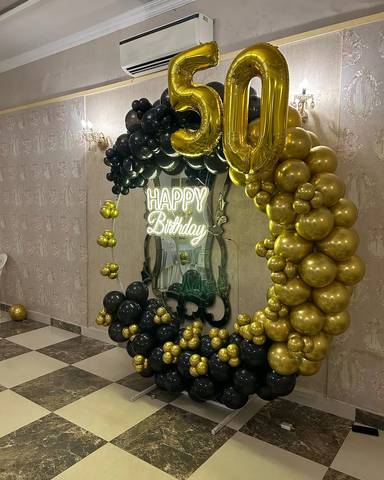 Golden Black Elegance 50th Birthday Backdrop