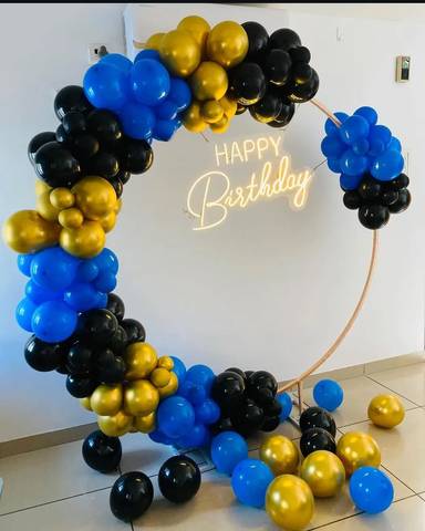 Elegant Blue and Gold Birthday
