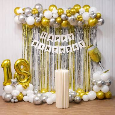 Gold And Silver Glam 18th Birthday Backdrop