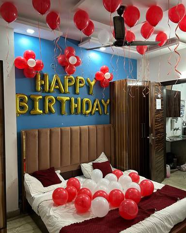 Red And White Birthday Room Decorations