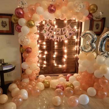 Peach And Gold Birthday Backdrop Decor