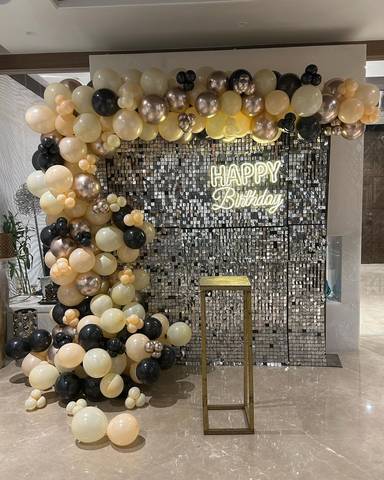 Luxury Black And Gold Sequin Birthday Backdrop