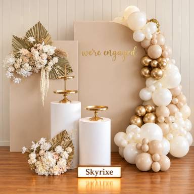 Premium Beige Gold Engagement Backdrop