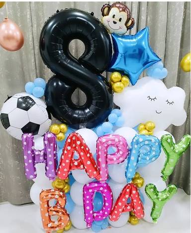 Playful Number 8 Birthday Balloon bouquet