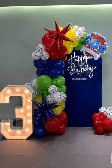 Superhero Comic Birthday Backdrop Setup