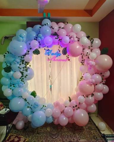 Heavenly Baby Shower Balloon Arch Blue And Pink Theme