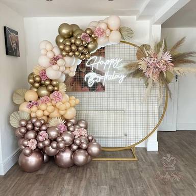 Boho Luxe Birthday Mesh Hoop Decor