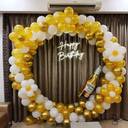 Golden Floral Cheers Birthday Balloon - photo 1