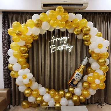 Golden Floral Cheers Birthday Balloon