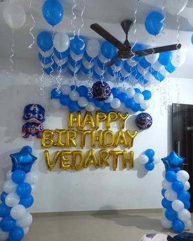 Captain America Themed Birthday Balloon Decoration