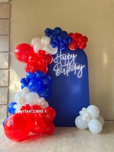 Red and Blue Classic Birthday Arch Decoration