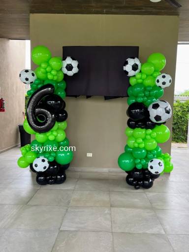 Football Theme Birthday Balloon Arch Setup