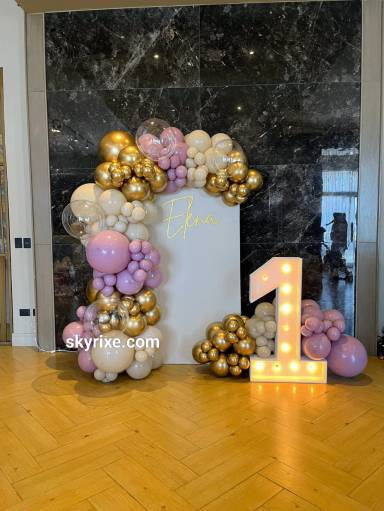 Gold First Birthday Panel Backdrop