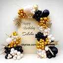 Black Gold Arch Birthday Backdrop Decoration - photo 1