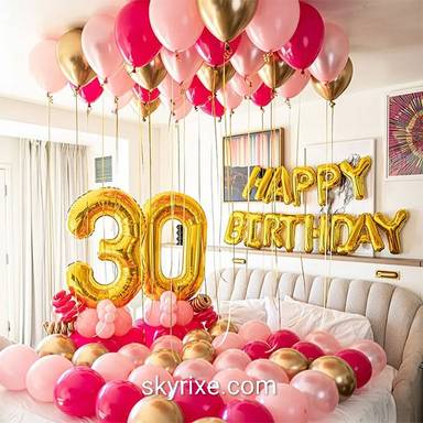 30th Birthday Bed Balloon Surprise