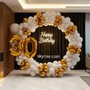 White and Gold Ring 30th Birthday Decoration - photo 1