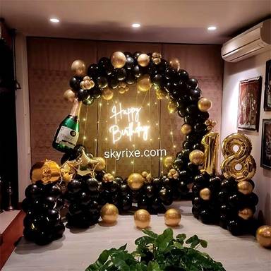 Black and Gold Champagne 18th Birthday Ring Decor