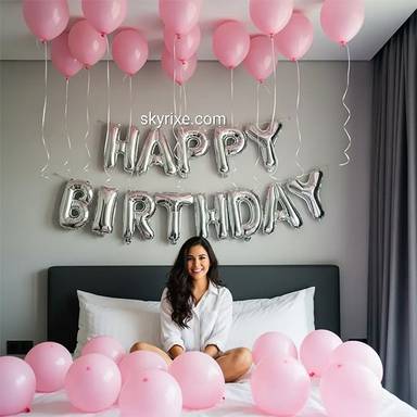 Pink Birthday Bed Surprise Decor