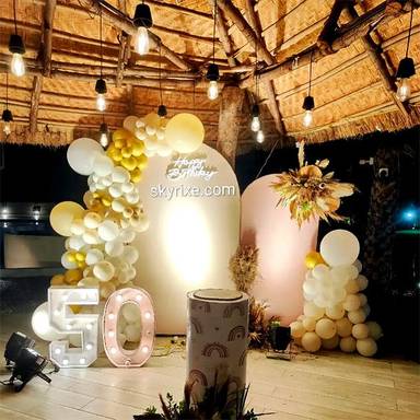 Golden Rustic 50th Birthday panal backdrop