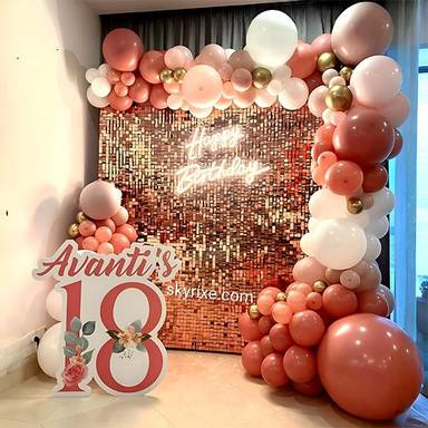 Rosegold shimmer sequin backdrop