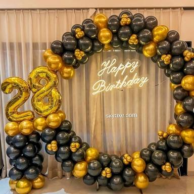 Black and Gold Luxe Ring Birthday Backdrop