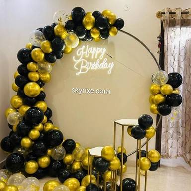 Midnight Gold Halo Birthday circle Backdrop