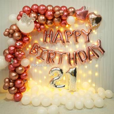 Rosegold Glow 21st Birthday Backdrop