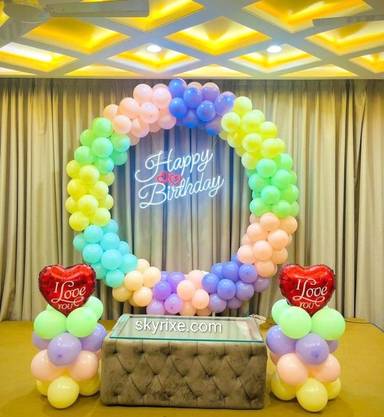 Pastel Rainbow Ring Birthday Backdrop