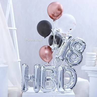Rose Gold and Silver 18th Birthday Balloon