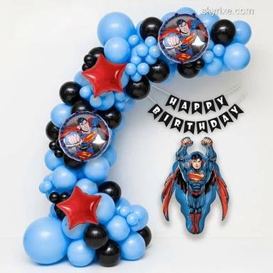 Superman Theme Birthday Balloon Arch