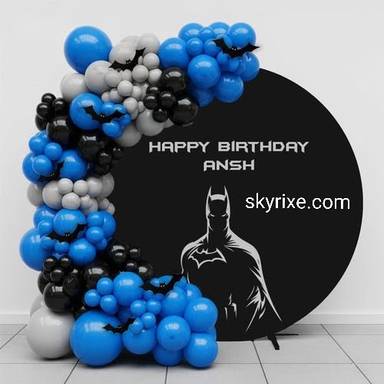 Batman Theme Birthday Backdrop with Blue