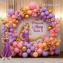 Princess Rapunzel Theme Birthday Balloon Backdrop - photo 1