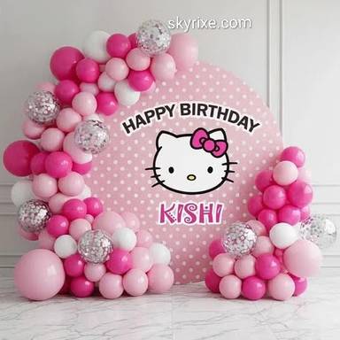 Hello Kitty Theme Birthday Balloon Backdrop