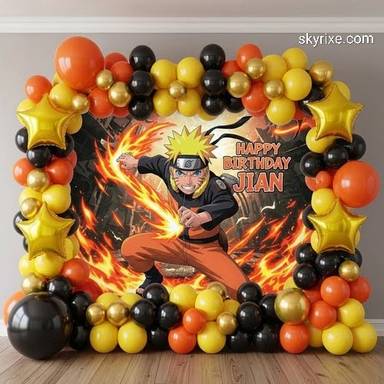 Naruto Anime Theme Birthday Balloon Backdrop