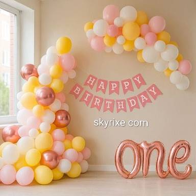 Pastel Peach and Yellow 1st Birthday Decoration