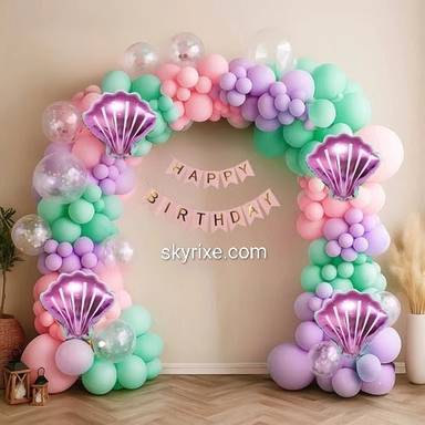 Mermaid Theme Pastel Birthday Decoration