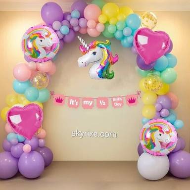 Unicorn Theme Half Birthday Balloon Decoration