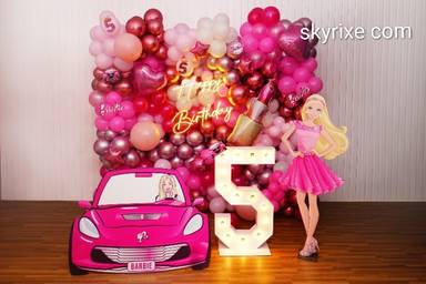 Barbie Theme 5th Birthday Balloon Backdrop